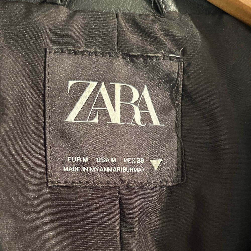 New Zara Women’s Motorcycle Leather Jacket - Picture 2 of 7